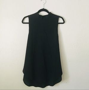 High Neck Paper Crane Black Blouse with Open Back